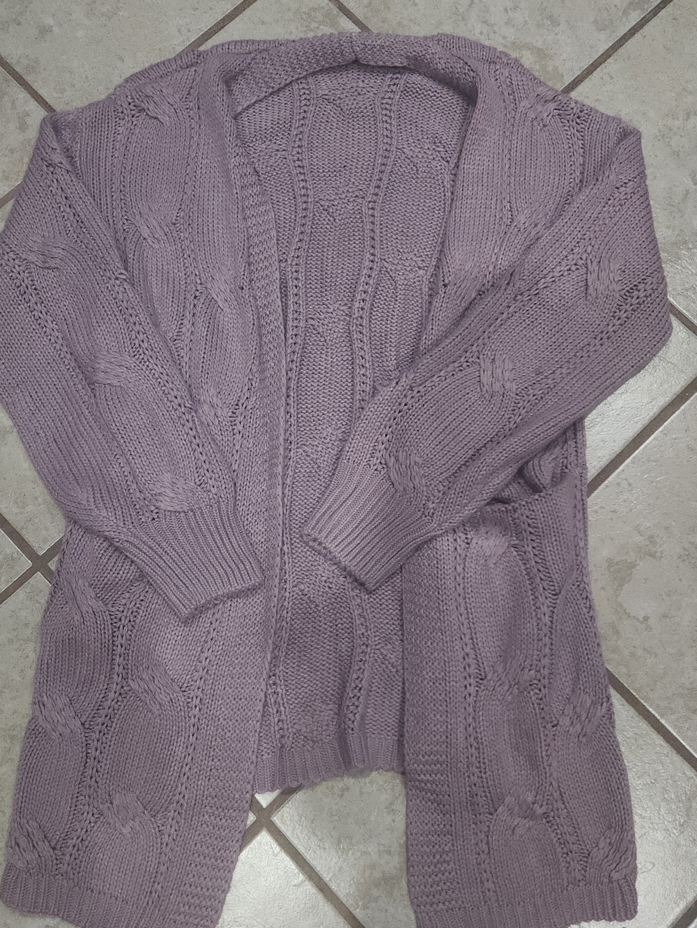 Cozy Cable Knit Open-Front Sweater Cardigan - Lavender